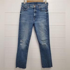 MOTHER Mid-Rise Dazzler Ankle Fray